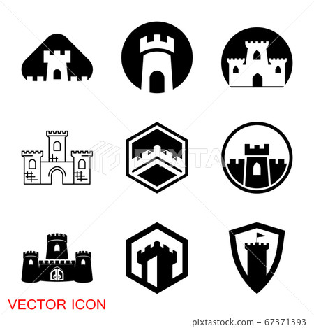 Castle icon. Castle tower icon or symbol. Vector illustration. Castle icon. Castle tower icon or symbol. Vector illustration. 67371393