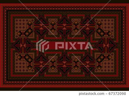 Carpet with oriental ornament in red and brown... - Stock Illustration ...