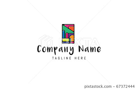 Vector logo on which an abstract image of a playground with colorful elements. 67372444