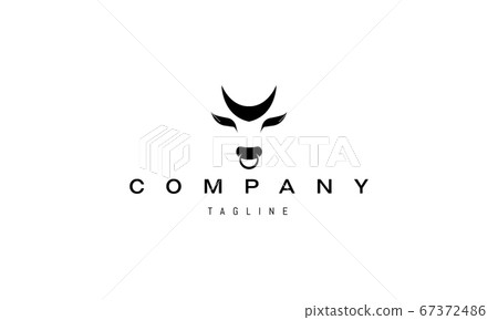 Vector logo on which an abstract image of the head of a bull with horns in the shape of the moon. Vector logo on which an abstract image of the head of a bull with horns in the shape of the moon. 67372486