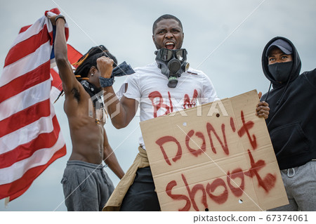 portrait of afroamerican men on demonstration 67374061