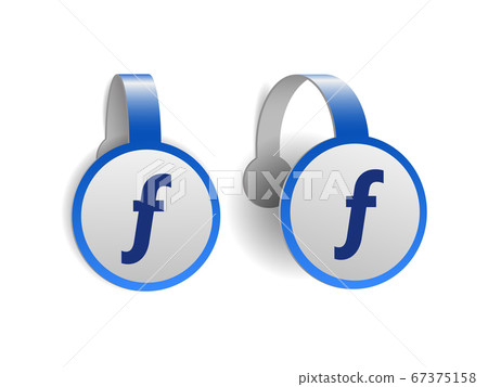 Florin currency vector icon, mathematical function symbol sign, Hungarian Forint sign on Blue advertising wobblers 67375158