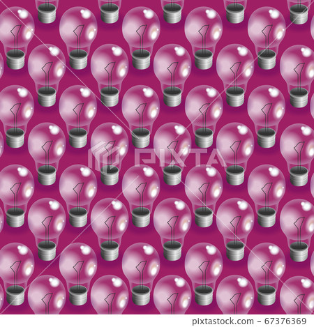 Seamless pattern: cute light bulbs isolated on a pink background illustration. For wrapping, textile, wallpaper etc. 67376369