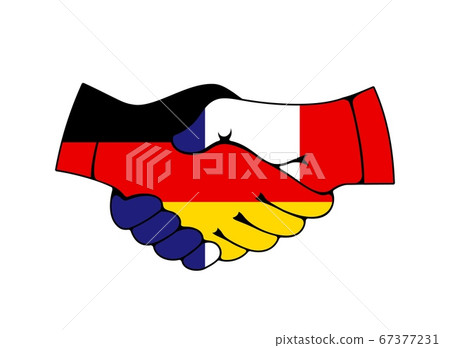 Germany and France trade, cooperation handshake 67377231