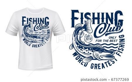 Download Fishing T Shirt Print Mockup Pike Fish On Waves Stock Illustration 67377269 Pixta