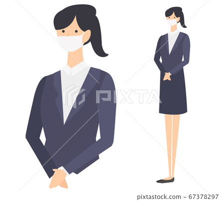 Mask Wear Woman Suit Business Black Hair Infection Prevention Virus 67378297