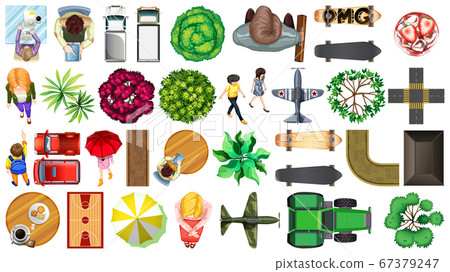 Set of aerial element park decorations isolated - Stock Illustration ...