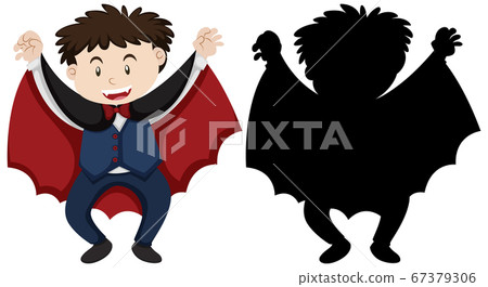 Boy wearing dracular in colour and outline and 67379306