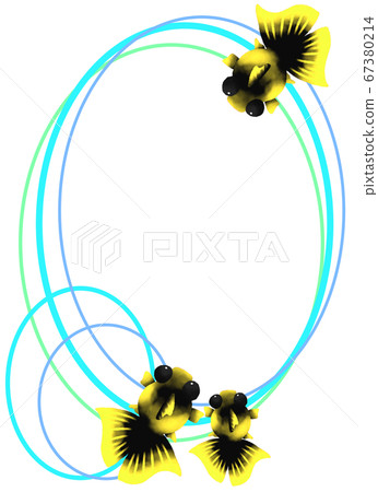 黃色金魚垂直框架(淺藍色) 黃色金魚垂直框架(淺藍色) 67380214