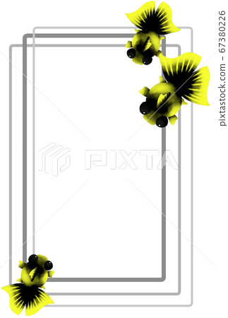 Vertical gold goldfish frame (gray) - Stock Illustration [67380226] - PIXTA