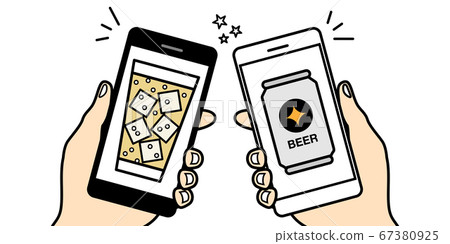 Online drinking party video chat smartphone vector illustration icon material 67380925