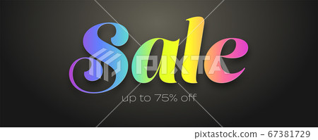Sale, save your money. Vintage text with rainbow 67381729