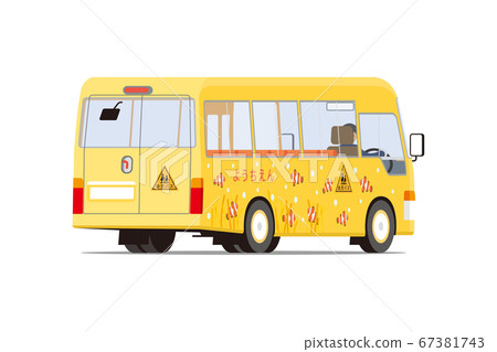 Yellow kindergarten shuttle bus (diagonally facing backward) 67381743