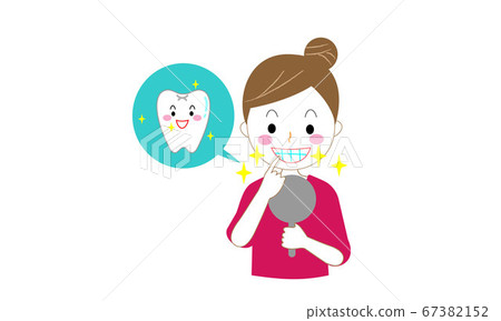 有光亮的牙齒的女人，與審美牙齒治療的自信女人 67382152