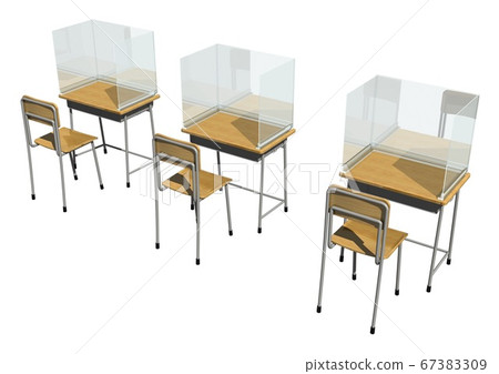 Learning desk (3DCG) for measures against infectious diseases such as new coronavirus 67383309