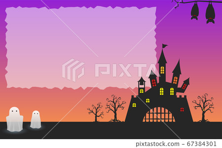 Background material, silhouette of old castle for Halloween. Background material, silhouette of old castle for Halloween. 67384301