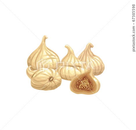 Figs dried fruits, dry food snack and fruit sweets 67385598