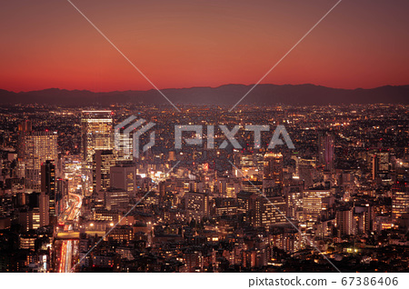 Urban Scenery Sunset From Tokyo City View Stock Illustration