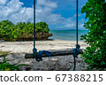 Rustic swing at the beautiful tropical beach, 67388215