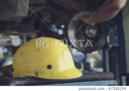 Mechanic Car Service in automobile garage auto car 67388234
