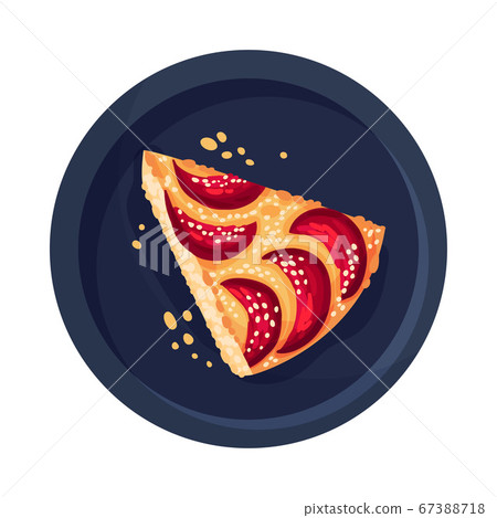 Pie or Tart with Fruit as Dessert Served on Plate Vector Illustration Pie or Tart with Fruit as Dessert Served on Plate Vector Illustration 67388718