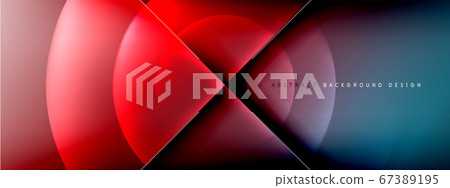 Vector abstract background - circle and cross on fluid gradient with shadows and light effects. Techno or business shiny design templates for text 67389195