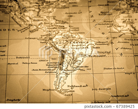 Old Map South American Continent 67389425