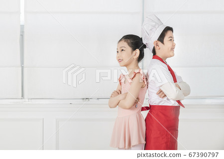 Happy children concept, a portrait of asian children smiling 412 67390797