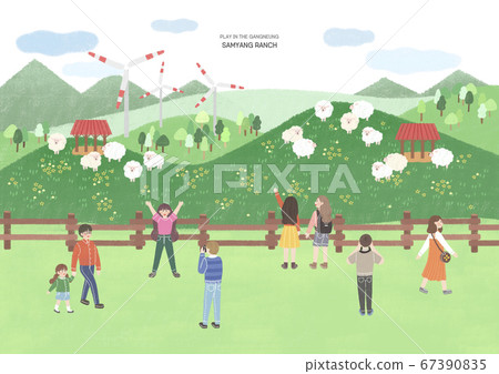 Famous landmarks of S. Korea. Time to travel, tourism illustration 008 67390835