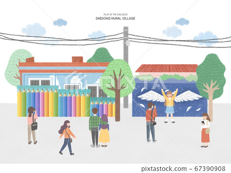 Famous landmarks of S. Korea. Time to travel, tourism illustration 006 Famous landmarks of S. Korea. Time to travel, tourism illustration 006 67390908
