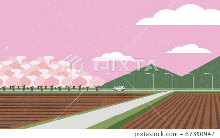Beautiful spring landscape background illustration 002 67390942