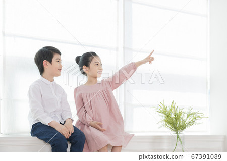 Happy children concept, a portrait of asian children smiling 230 67391089