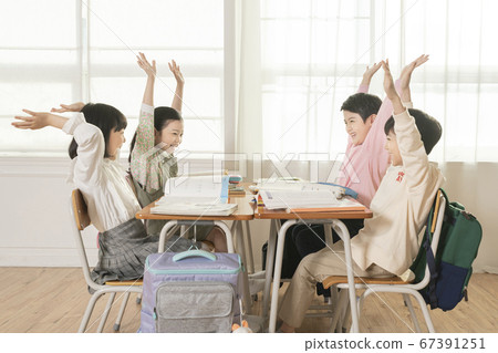 Happy children concept, a portrait of asian children smiling 121 67391251