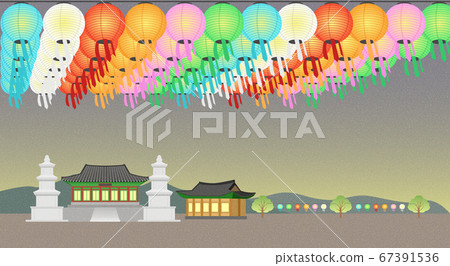 Buddhist event concept, a lighting ceremony to celebrate Buddha's birthday illustration 007 Buddhist event concept, a lighting ceremony to celebrate Buddha's birthday illustration 007 67391536