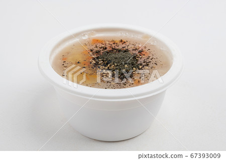 Instant food products concept- dry instant noodles, luncheon meat sliced, canned fish on white background 105 Instant food products concept- dry instant noodles, luncheon meat sliced, canned fish on white background 105 67393009