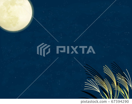 Tsukimi Full moon and Japanese pampas grass landscape illustration 67394290