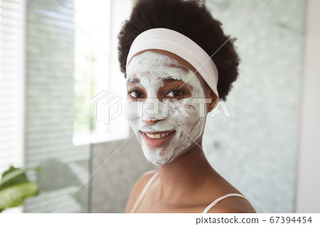 Portrait of woman with face mask Portrait of woman with face mask 67394454