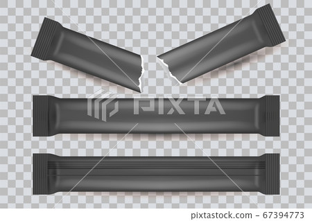 Black food stick pack mockup set, vector isolated illustration 67394773
