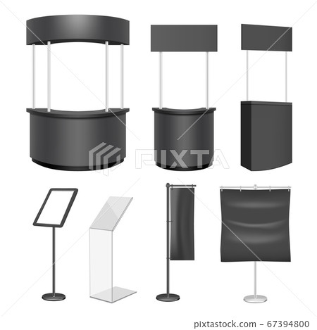 Black exhibition stand mockup set, vector isolated illustration Black exhibition stand mockup set, vector isolated illustration 67394800