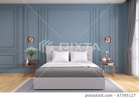 Modern And Vintage Bedroom Design Cozy Gray Stock Illustration 67395127 Pixta