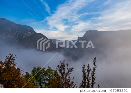 Mist hanging over Verdon Gorge, Gorges du Verdon Mist hanging over Verdon Gorge, Gorges du Verdon 67395261