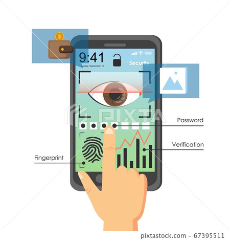 Mobile phone user authentication methods, vector flat illustration Mobile phone user authentication methods, vector flat illustration 67395511