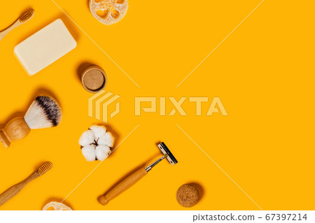 Yellow background on zero waste topic. 67397214