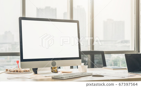 Empty computer monitor screen for design mock up template 67397564