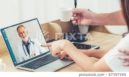 Doctor telemedicine service online video for virtual patient health medical chat 67397569