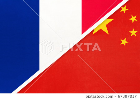 France and China or PRC, symbol of national flags 67397817