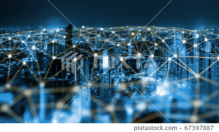 The modern creative communication and internet network connect in smart city The modern creative communication and internet network connect in smart city 67397887