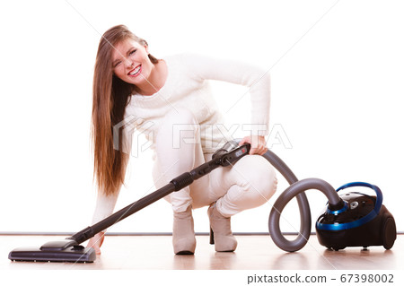Funny girl with vacuum cleaner. Housework Funny girl with vacuum cleaner. Housework 67398002