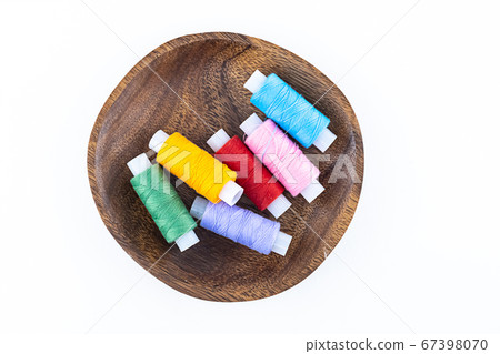 sewing threads multi-colored red, blue and green 67398070