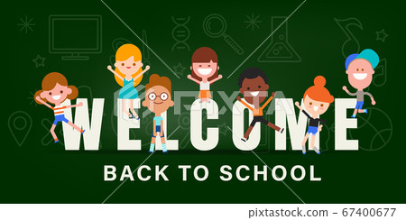 Kids back to school banner background illustration Kids back to school banner background illustration 67400677